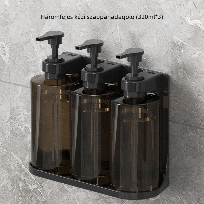 Fali szappanadagoló fürdőszobába, műanyagból, egyrészes öntéses kialakítás, kézi nyomással működik, modern stílus