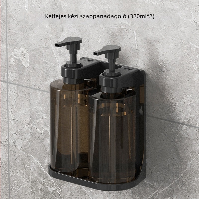 Fali szappanadagoló fürdőszobába, műanyagból, egyrészes öntéses kialakítás, kézi nyomással működik, modern stílus