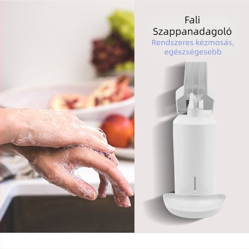 Kézi nyomású szappanadagoló, falra szerelt, ABS mérnöki műanyagból, modern minimalista stílus, Idas