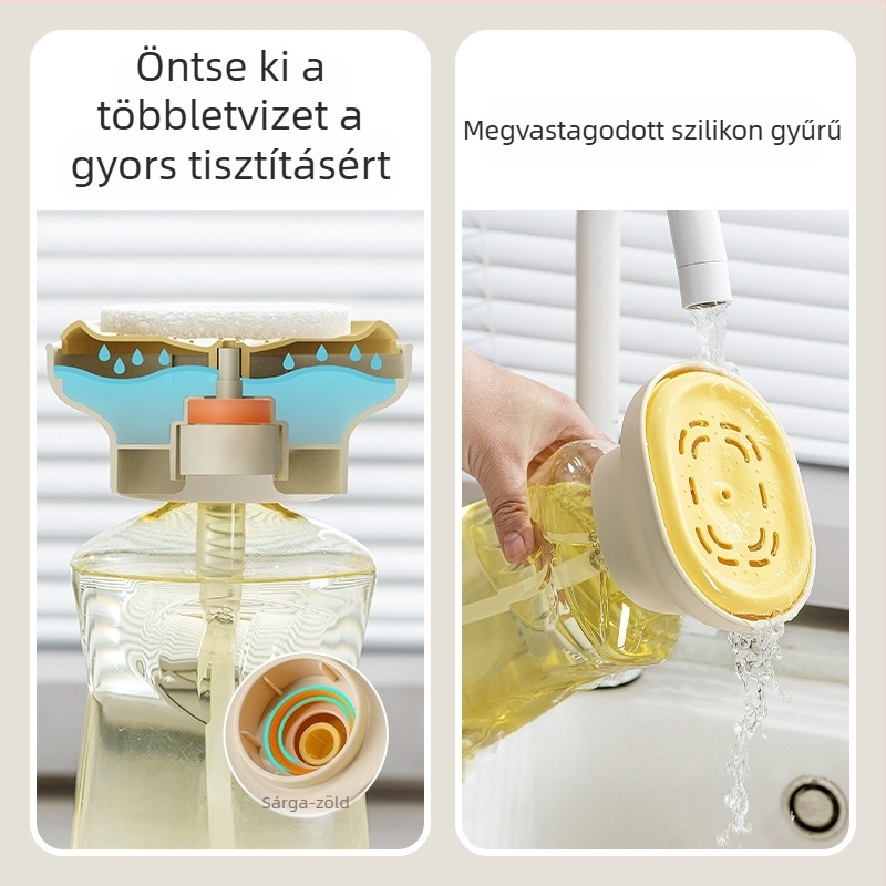 Konyhai mosogatószer adagoló kézi nyomással — Leiwei; 90 g; test: külső burkolat; nyomórészek: PP; tömítés: szilikon; sima felület