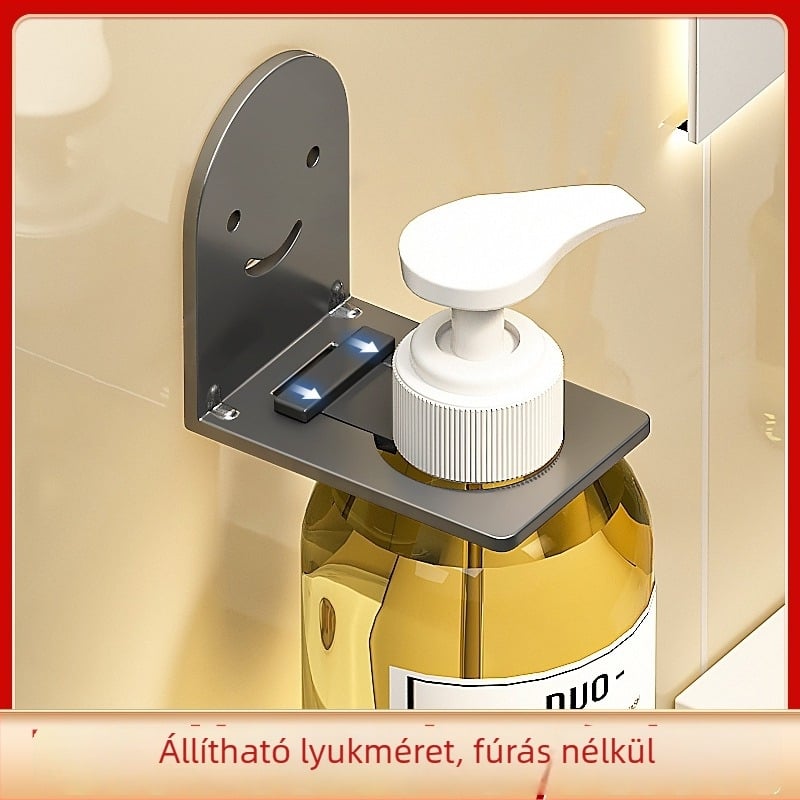 Fali fürdőszobai polc tusfürdőhöz és samponhoz, fúrás nélkül, kézfertőtlenítő tartó, szénacél, festett felület, modern minimalista stílus