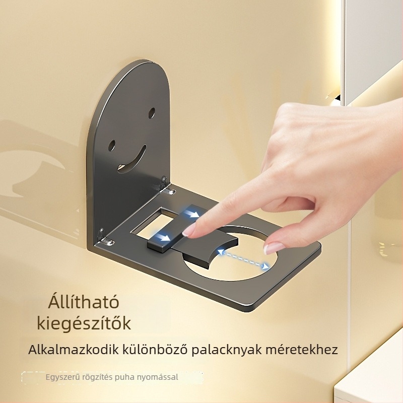 Fali fürdőszobai polc tusfürdőhöz és samponhoz, fúrás nélkül, kézfertőtlenítő tartó, szénacél, festett felület, modern minimalista stílus