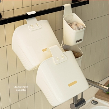 Konyhai tároló függő kosár, műanyagból, modern-minimalista stílus, modell: egy csomag