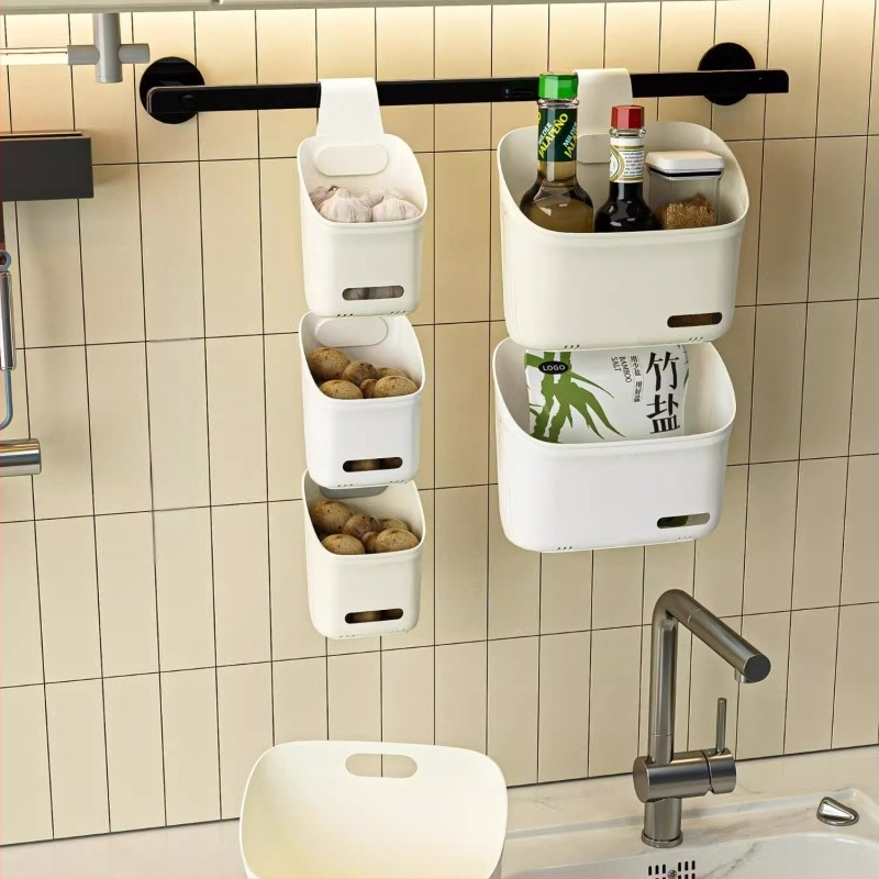 Konyhai tároló függő kosár, műanyagból, modern-minimalista stílus, modell: egy csomag