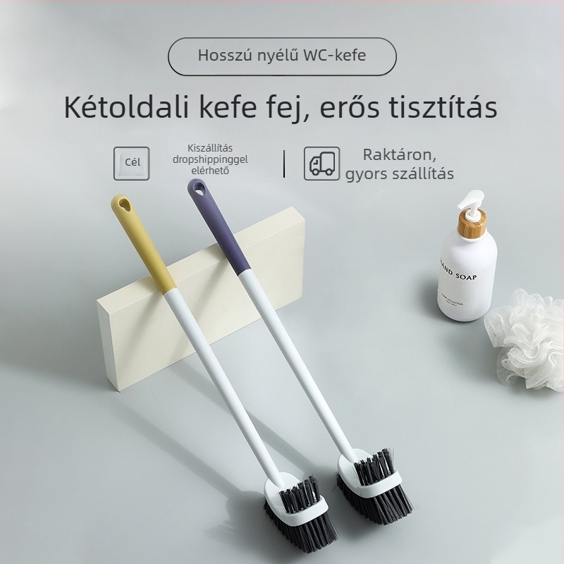 WC-tisztító ecset, hosszú nyél, falra szerelhető, műanyag, 0,16 kg, 1 db