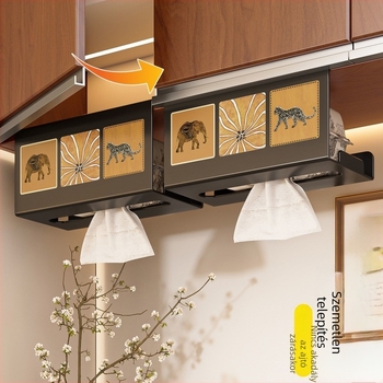 Fali papírzsebkendő- és törölközőtartó, szénacélból készült, modern-minimalista stílus, többfunkciós, nappali és fürdőszoba számára