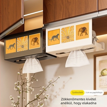 Fali papírzsebkendő- és törölközőtartó, szénacélból készült, modern-minimalista stílus, többfunkciós, nappali és fürdőszoba számára