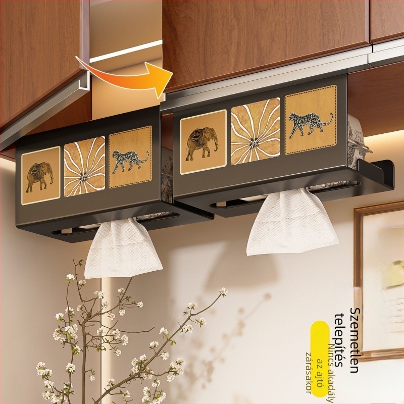 Fali papírzsebkendő- és törölközőtartó, szénacélból készült, modern-minimalista stílus, többfunkciós, nappali és fürdőszoba számára