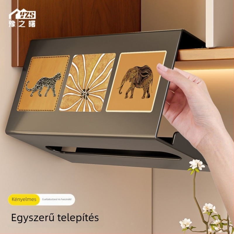 Fali papírzsebkendő- és törölközőtartó, szénacélból készült, modern-minimalista stílus, többfunkciós, nappali és fürdőszoba számára
