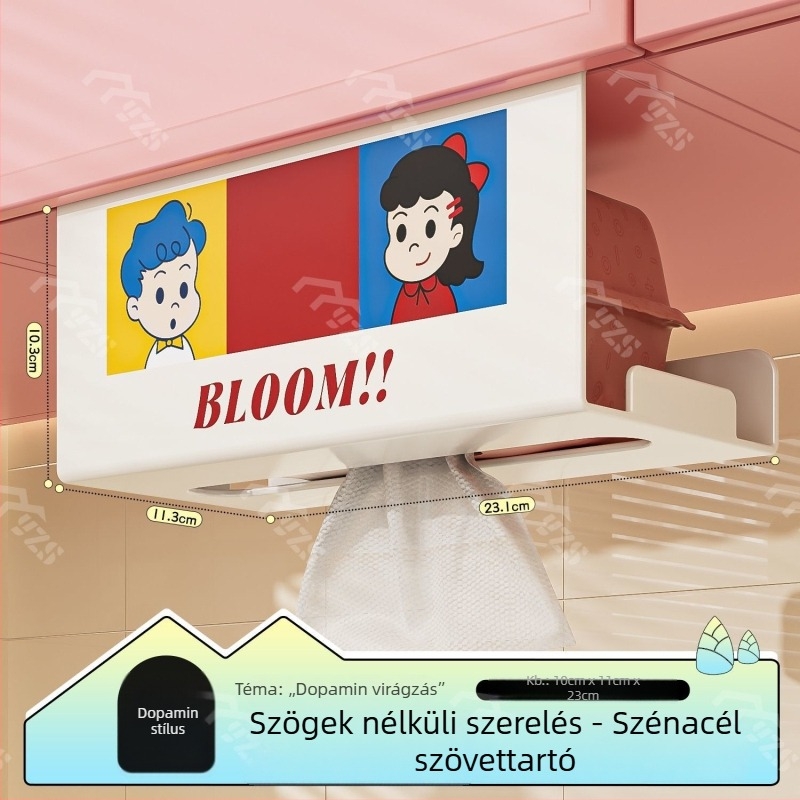 Fali papírzsebkendő- és törölközőtartó, szénacélból készült, modern-minimalista stílus, többfunkciós, nappali és fürdőszoba számára