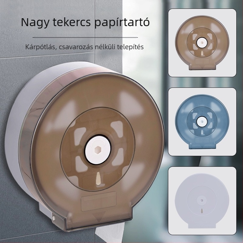Fali szerelésű toalettpapírtartó doboz | Műanyag | Fúrás nélküli szerelés | Vízálló | Modern, minimalist dizájn