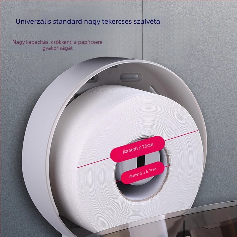 Fali szerelésű toalettpapírtartó doboz | Műanyag | Fúrás nélküli szerelés | Vízálló | Modern, minimalist dizájn