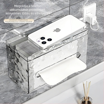 Fali szerelhető szívócsészes zsebkendő tartó – PET anyagból, modell 101, modern minimalista stílus