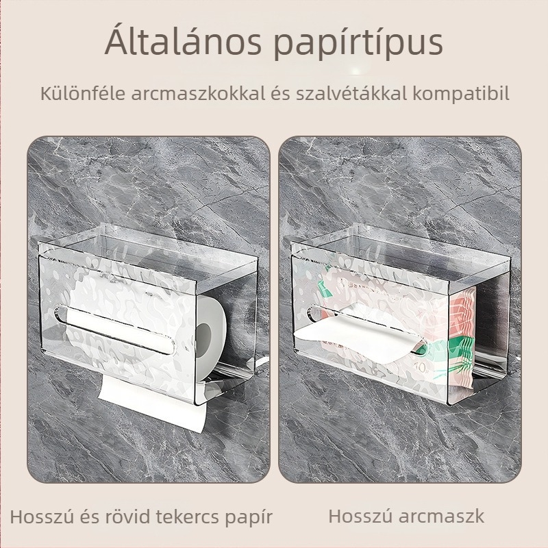 Fali szerelhető szívócsészes zsebkendő tartó – PET anyagból, modell 101, modern minimalista stílus
