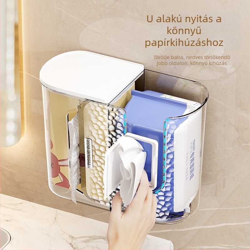 Time Machine Falra szerelhető műanyag toalettpapír és nedves törlőkendő tároló, Modell 2508151, Könnyű Luxus