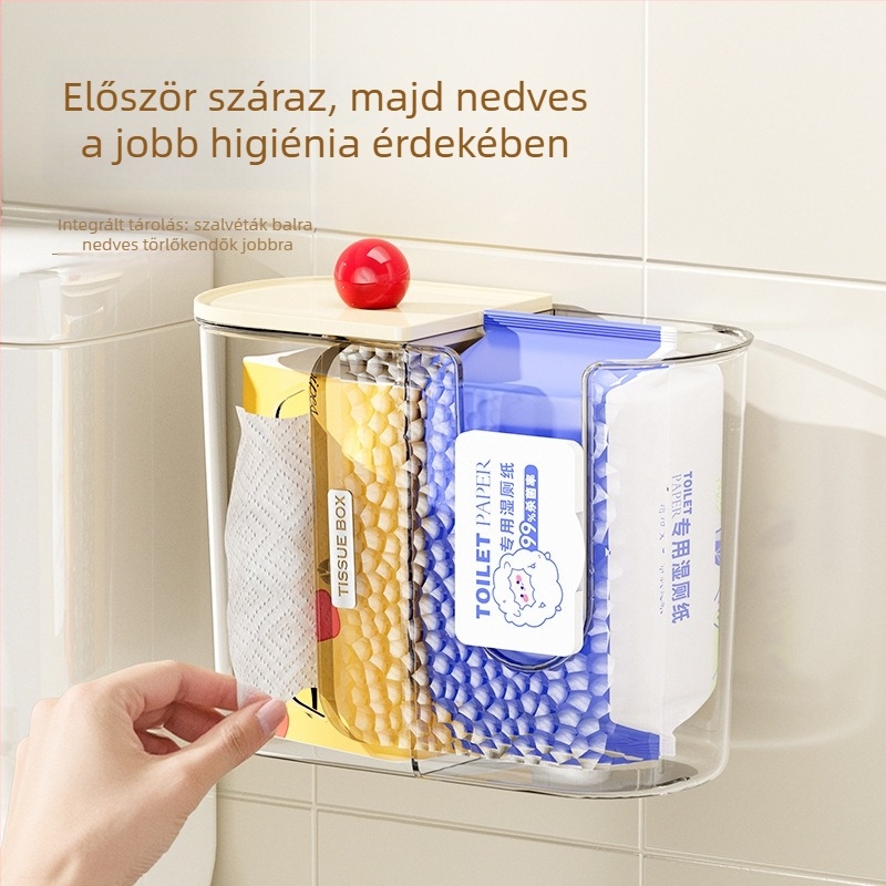 Time Machine Falra szerelhető műanyag toalettpapír és nedves törlőkendő tároló, Modell 2508151, Könnyű Luxus