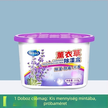 Nedvességkötő doboz nedvességabszorbeáló zsákkal, penészmentes, levendula illatú, 260 g