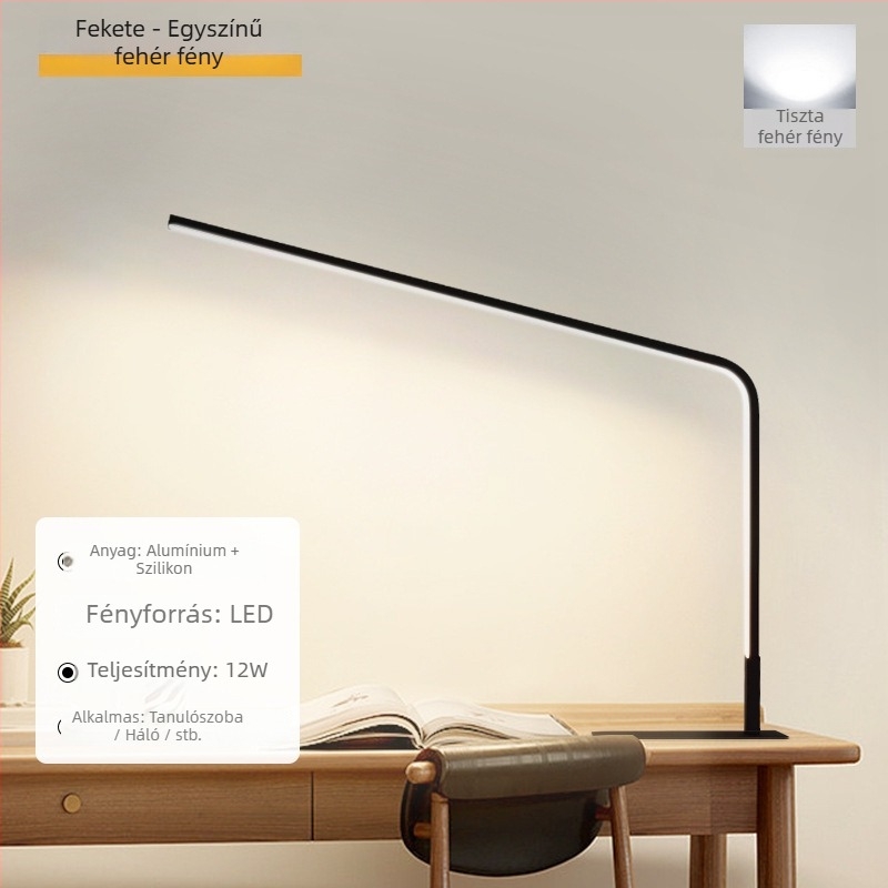 LED szemvédős asztali lámpa diákok számára — szilikon árnyékoló, távirányító, 220V, CRI ≥90, modern minimalista kialakítás