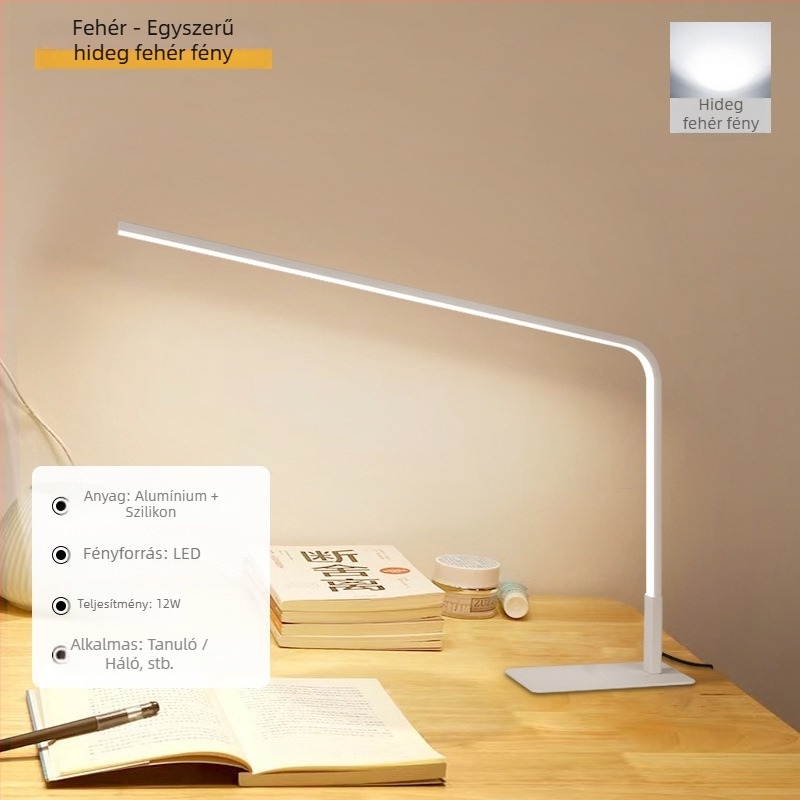 LED szemvédős asztali lámpa diákok számára — szilikon árnyékoló, távirányító, 220V, CRI ≥90, modern minimalista kialakítás