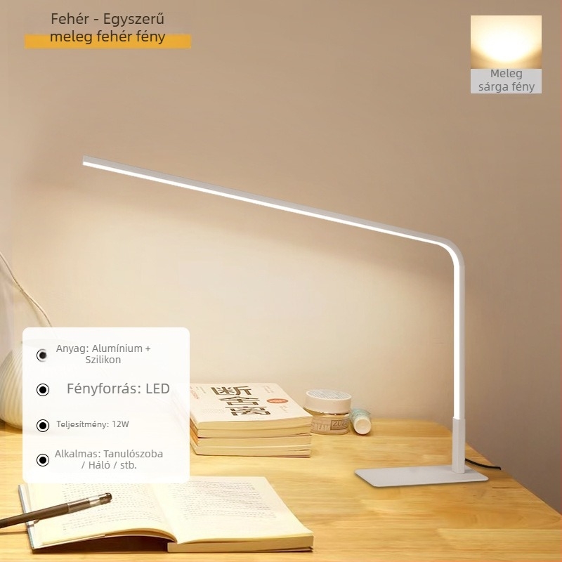 LED szemvédős asztali lámpa diákok számára — szilikon árnyékoló, távirányító, 220V, CRI ≥90, modern minimalista kialakítás