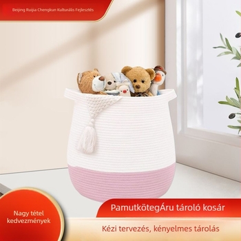 Pamutkötélből horgolt tároló kosár, multifunkcionális, ruhákra, kozmetikumokra és könyvekre alkalmas