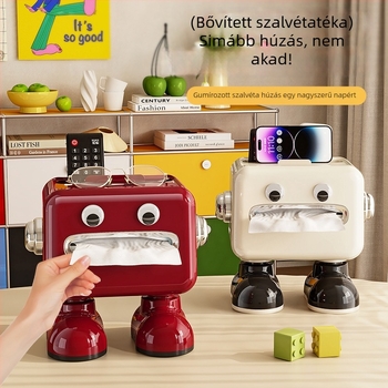 Asztali szalvétadoboz fedéllel, műanyag, vízálló, többfunkciós tartó, nappalira