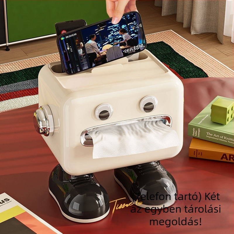 Asztali szalvétadoboz fedéllel, műanyag, vízálló, többfunkciós tartó, nappalira