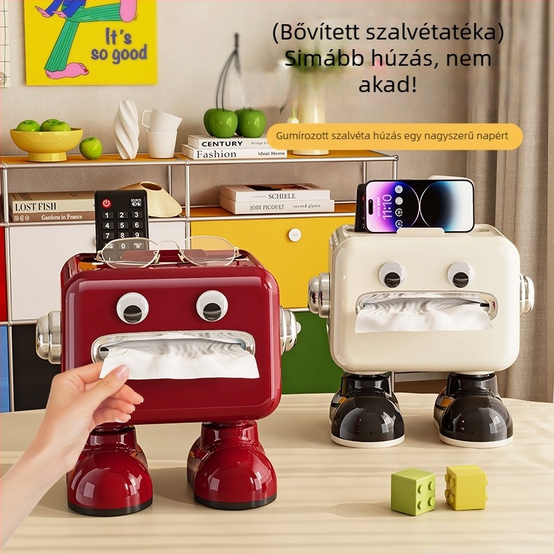 Asztali szalvétadoboz fedéllel, műanyag, vízálló, többfunkciós tartó, nappalira