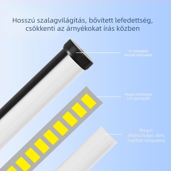 LED csipeszes asztali lámpa – USB tápegység, feszültség ≤36V, CRI ≥90, műanyag árnyékoló, tanulási fény