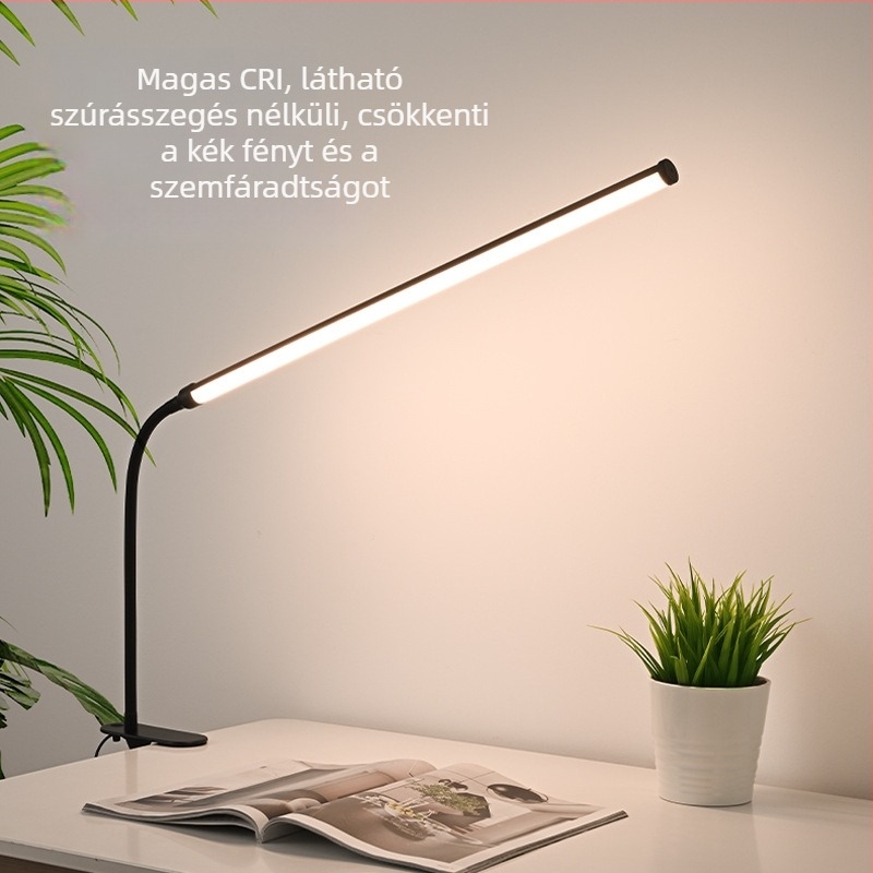 LED csipeszes asztali lámpa – USB tápegység, feszültség ≤36V, CRI ≥90, műanyag árnyékoló, tanulási fény