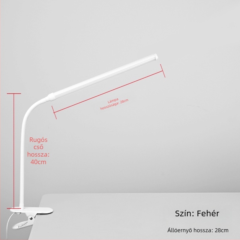 LED csipeszes asztali lámpa – USB tápegység, feszültség ≤36V, CRI ≥90, műanyag árnyékoló, tanulási fény