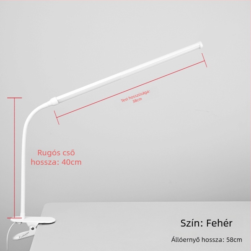 LED csipeszes asztali lámpa – USB tápegység, feszültség ≤36V, CRI ≥90, műanyag árnyékoló, tanulási fény