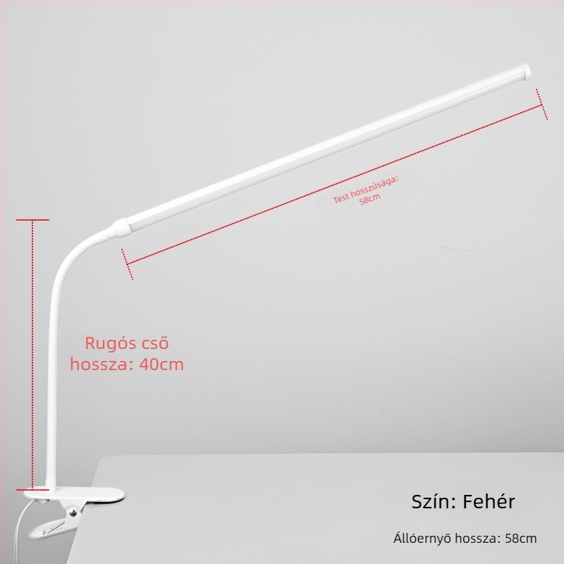 LED csipeszes asztali lámpa – USB tápegység, feszültség ≤36V, CRI ≥90, műanyag árnyékoló, tanulási fény