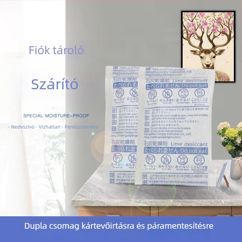 Lime desztikáns zacskó a szárításhoz és nedvesség elleni védelemhez, 15 g, csomagolásban, sík elrendezés
