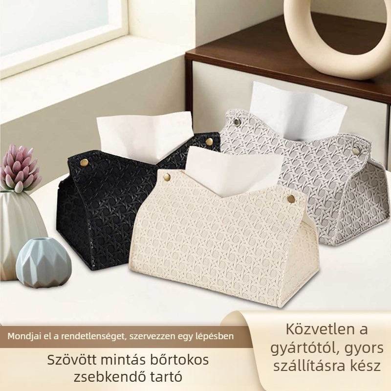 Zsebkendő tartó PGZJ-1 — Bőr; Alkalmas autó, nappali és fürdőszoba számára; Modern minimalista stílus; Eredet: Zhejiang