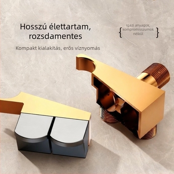 WC öblítő spriccfegyver falra szerelt réz sarokcsappal, 1,5 MPa nyomás, G1/2 csatlakozás, Toilet Companion modell, modern minimalista stílus