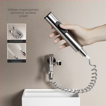 WC társ permetezőpisztoly — sárgaréz+ABS, falra szerelhető, egynyílású csap, gombos működés, magas nyomású víz