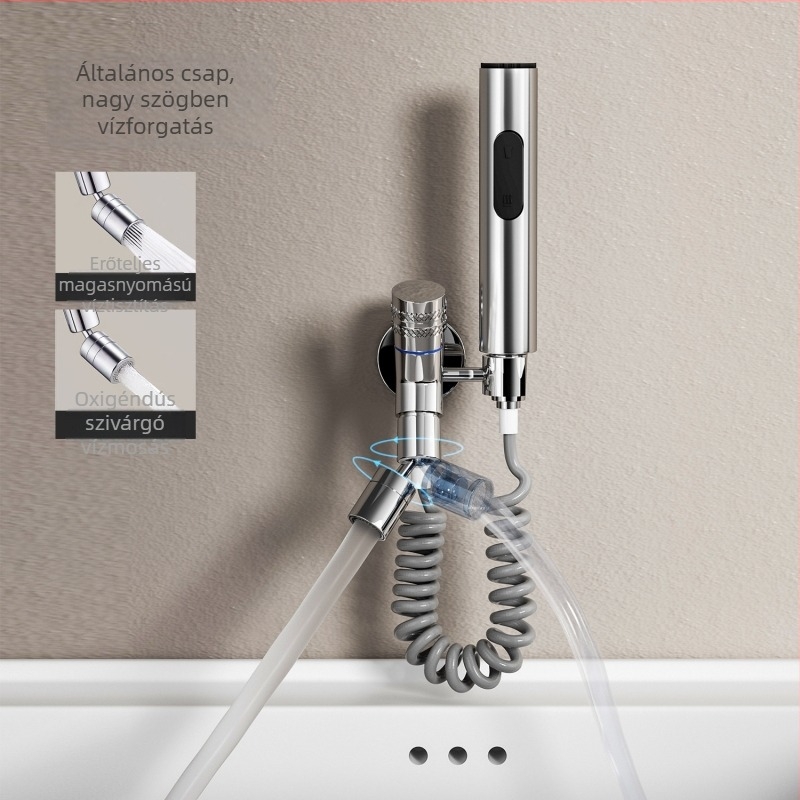 WC társ permetezőpisztoly — sárgaréz+ABS, falra szerelhető, egynyílású csap, gombos működés, magas nyomású víz