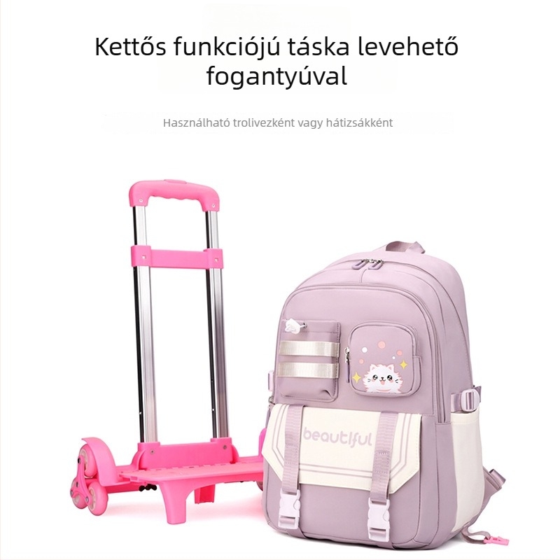 Iskolai gurulós hátizsák nagy kapacitással (Oxford anyag, lélegző, vízálló, ultra könnyű, légpárnás vállpánt)