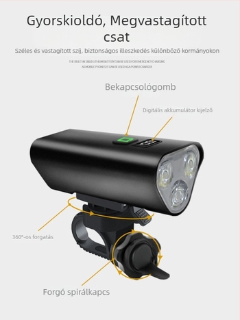 Első kerékpárlámpa út- és terep kerékpárokhoz, éjszakai tekeréshez, függő rögzítéssel (Kód: 1239; Márka: Beautiful shirt; Importált: Nem)