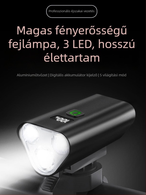 Első kerékpárlámpa út- és terep kerékpárokhoz, éjszakai tekeréshez, függő rögzítéssel (Kód: 1239; Márka: Beautiful shirt; Importált: Nem)