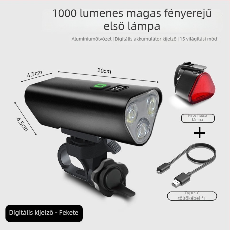 Első kerékpárlámpa út- és terep kerékpárokhoz, éjszakai tekeréshez, függő rögzítéssel (Kód: 1239; Márka: Beautiful shirt; Importált: Nem)
