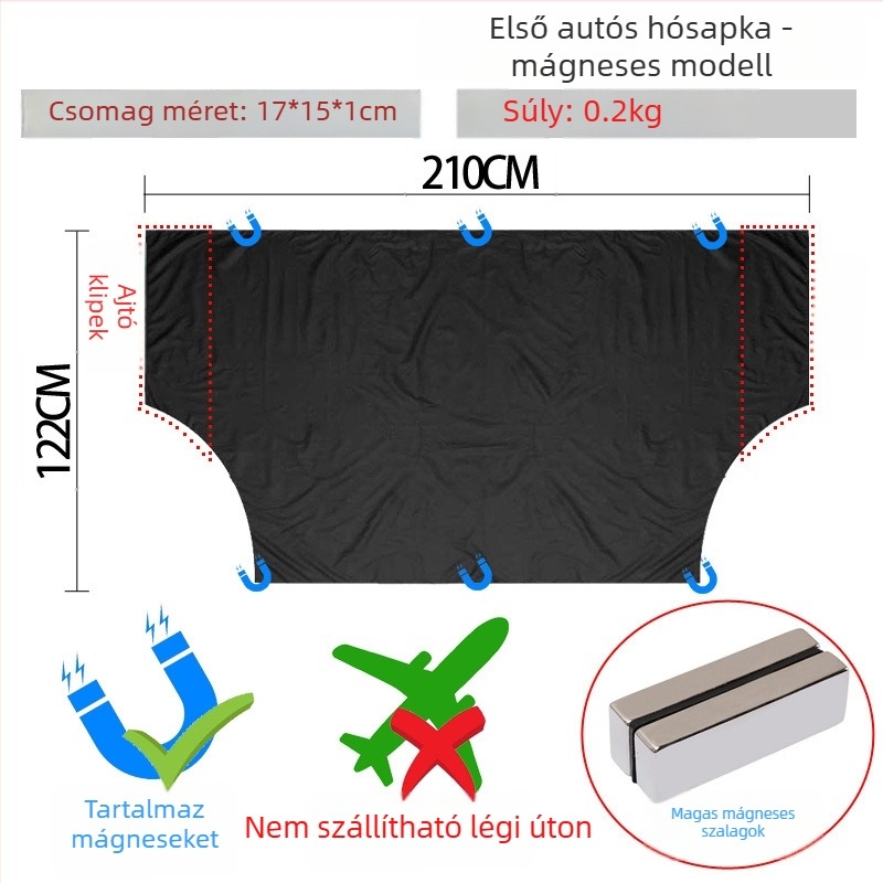 Elülső autó hóvédő huzat, Oxford anyagból, mágneses rögzítés, Toyota kompatibilis, egyedi logó