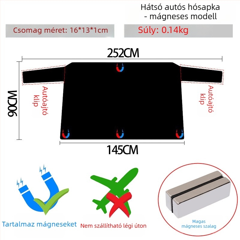 Elülső autó hóvédő huzat, Oxford anyagból, mágneses rögzítés, Toyota kompatibilis, egyedi logó