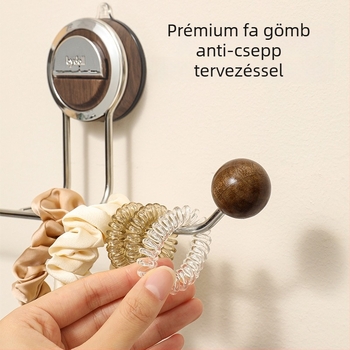 Hajpánt tároló polc szívóval, rozsdamentes acélból, 1 emeletes, fúrás nélküli felületre szerelhető, Fürdőszobába és konyhába