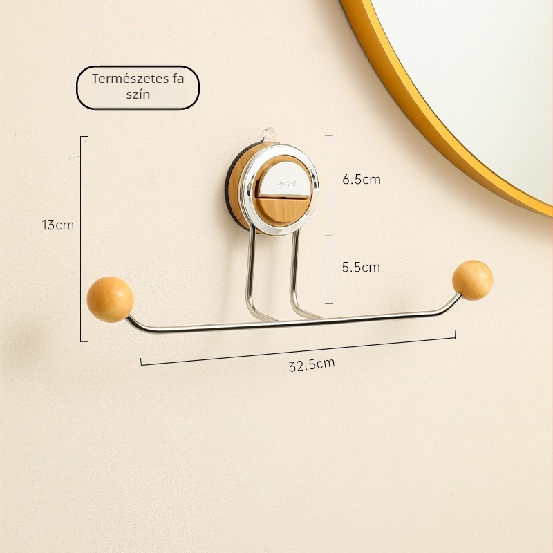 Hajpánt tároló polc szívóval, rozsdamentes acélból, 1 emeletes, fúrás nélküli felületre szerelhető, Fürdőszobába és konyhába