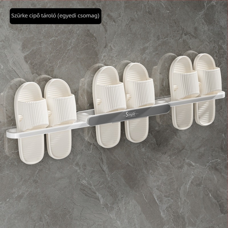 Fürdőszobai papucs-tároló - összecsukható, falra szerelhető vákuummontázs, nedvességálló, fúrás nélkül, műanyag