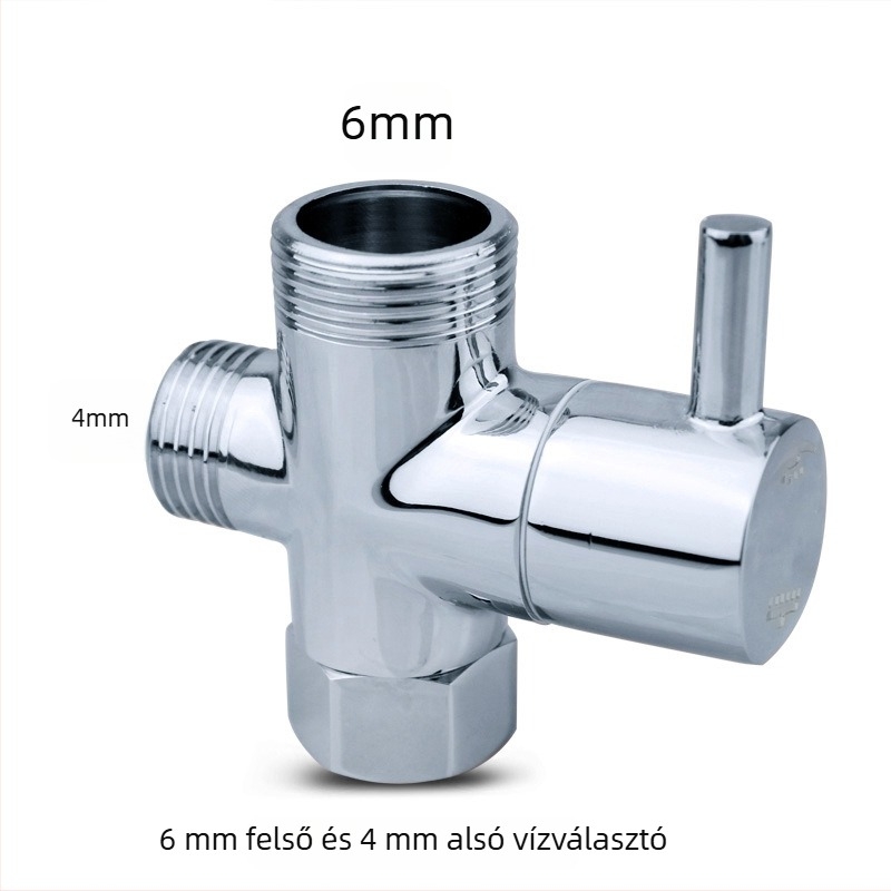 Réz háromutas víz-elosztó gyorsnyitású szeleppel, bemenet 1, kimenet 2, zuhanyzóhoz és mosdóhoz (Anyag: Réz; Konfiguráció: 1 bej / 2 ki; Gyorsnyitás)