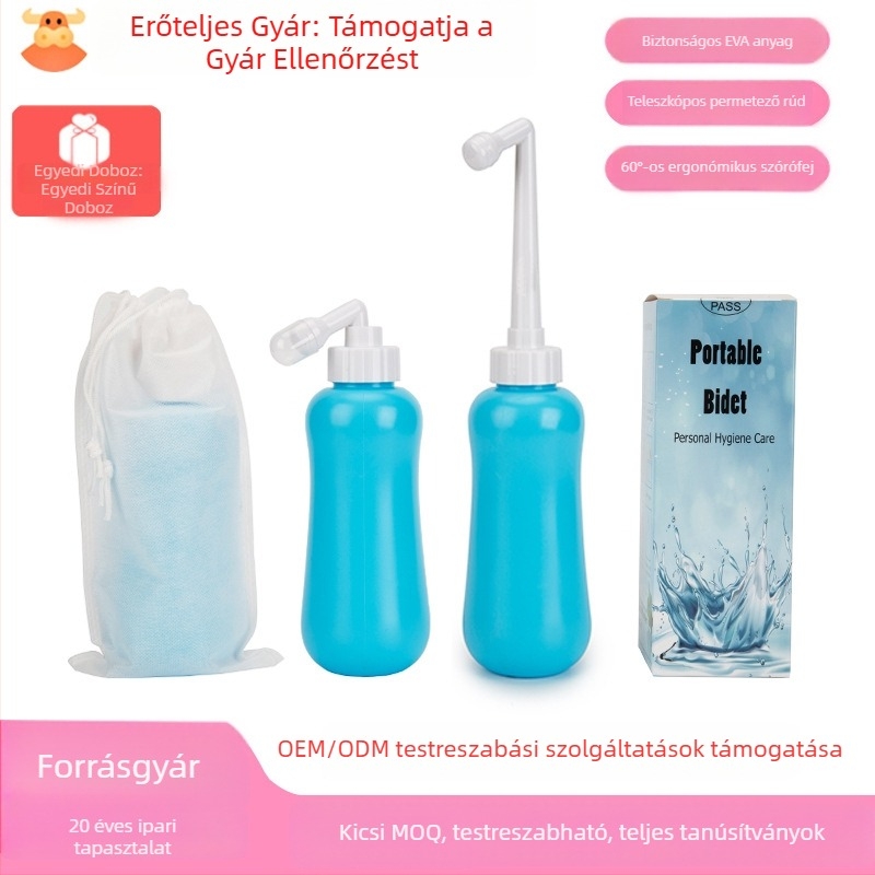 LSCOLO hordozható perineális irrigátor, ABS+EVA anyag, EU CE tanúsítvány, kézi működtetés