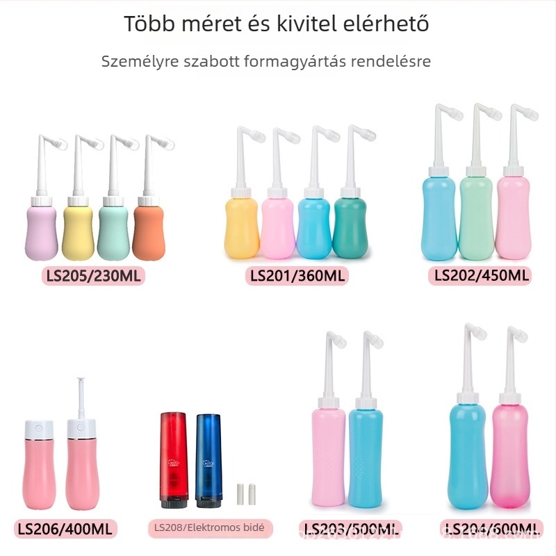 LSCOLO hordozható perineális irrigátor, ABS+EVA anyag, EU CE tanúsítvány, kézi működtetés